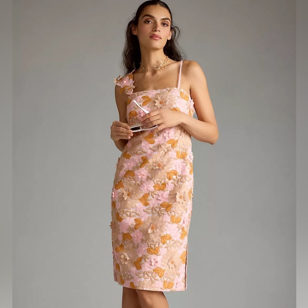 Anthropologie Floral Appliqué Dress NWT